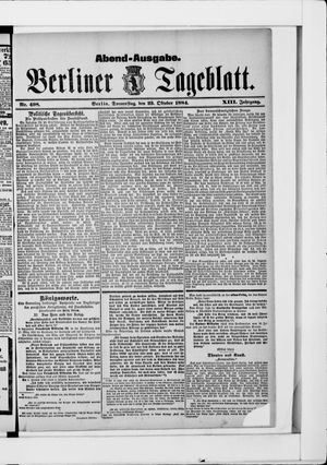 Berliner Tageblatt und Handels-Zeitung vom 23.10.1884