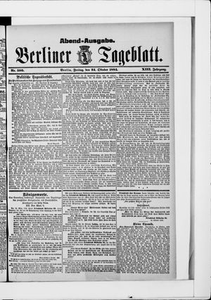 Berliner Tageblatt und Handels-Zeitung vom 24.10.1884
