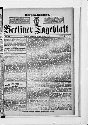Berliner Tageblatt und Handels-Zeitung on Oct 25, 1884