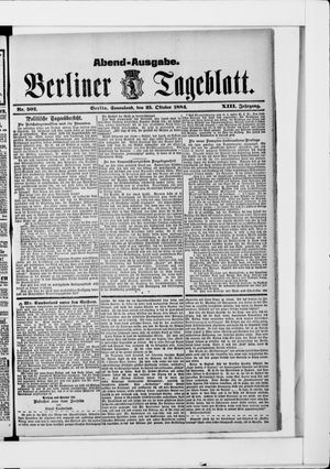 Berliner Tageblatt und Handels-Zeitung on Oct 25, 1884