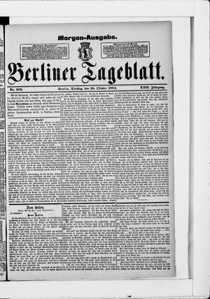 Berliner Tageblatt und Handels-Zeitung vom 28.10.1884