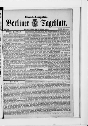 Berliner Tageblatt und Handels-Zeitung vom 28.10.1884