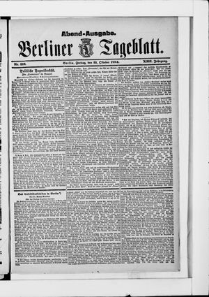 Berliner Tageblatt und Handels-Zeitung vom 31.10.1884