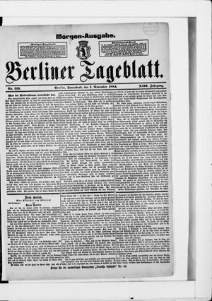 Berliner Tageblatt und Handels-Zeitung vom 01.11.1884