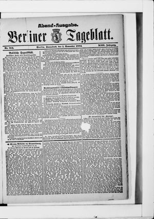 Berliner Tageblatt und Handels-Zeitung vom 01.11.1884
