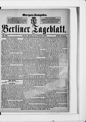 Berliner Tageblatt und Handels-Zeitung vom 02.11.1884