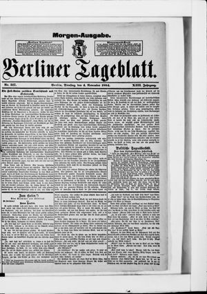 Berliner Tageblatt und Handels-Zeitung on Nov 4, 1884