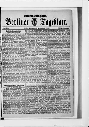 Berliner Tageblatt und Handels-Zeitung vom 05.11.1884
