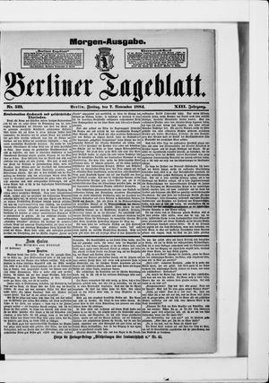 Berliner Tageblatt und Handels-Zeitung vom 07.11.1884