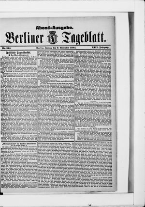 Berliner Tageblatt und Handels-Zeitung on Nov 7, 1884