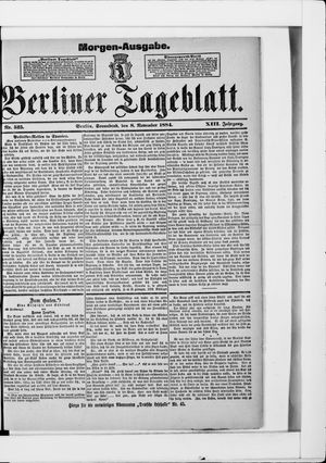 Berliner Tageblatt und Handels-Zeitung vom 08.11.1884