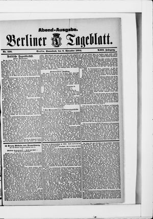 Berliner Tageblatt und Handels-Zeitung vom 08.11.1884