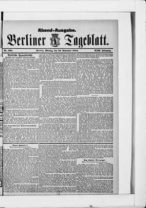 Berliner Tageblatt und Handels-Zeitung vom 10.11.1884