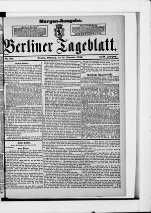 Berliner Tageblatt und Handels-Zeitung vom 12.11.1884