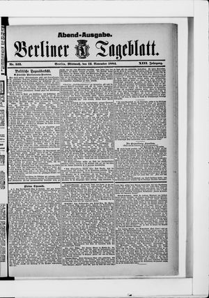Berliner Tageblatt und Handels-Zeitung vom 12.11.1884