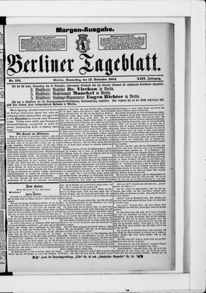 Berliner Tageblatt und Handels-Zeitung vom 13.11.1884