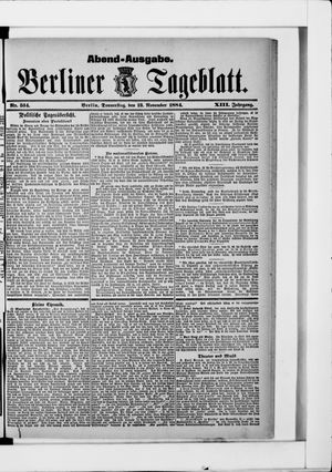 Berliner Tageblatt und Handels-Zeitung vom 13.11.1884