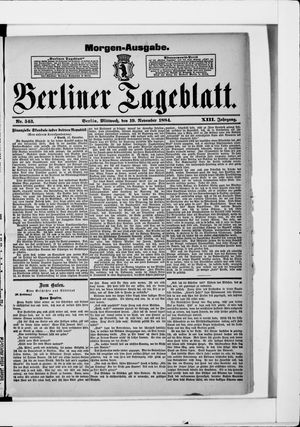 Berliner Tageblatt und Handels-Zeitung vom 19.11.1884