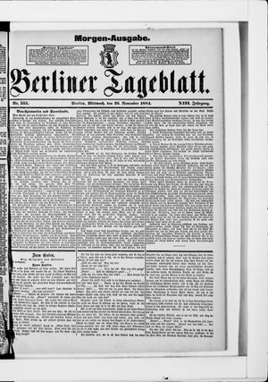 Berliner Tageblatt und Handels-Zeitung vom 26.11.1884