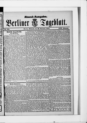 Berliner Tageblatt und Handels-Zeitung vom 26.11.1884