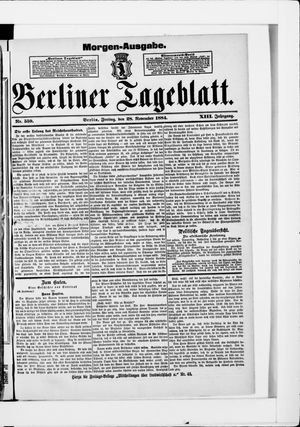 Berliner Tageblatt und Handels-Zeitung vom 28.11.1884