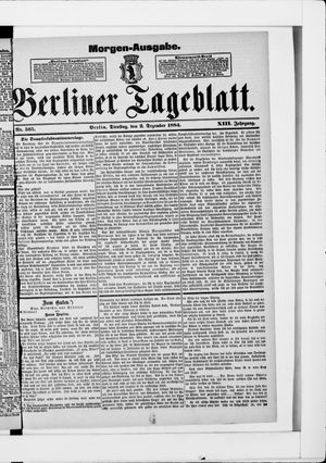 Berliner Tageblatt und Handels-Zeitung vom 02.12.1884