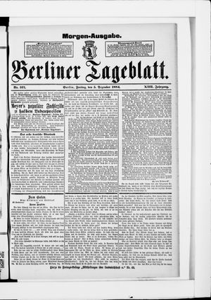 Berliner Tageblatt und Handels-Zeitung vom 05.12.1884