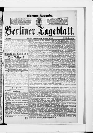 Berliner Tageblatt und Handels-Zeitung vom 07.12.1884