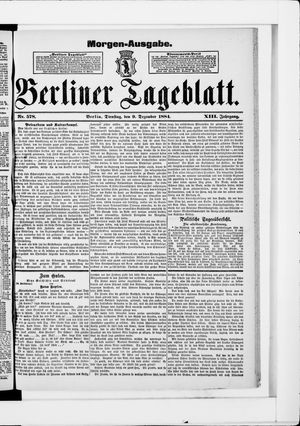 Berliner Tageblatt und Handels-Zeitung vom 09.12.1884