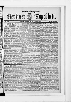 Berliner Tageblatt und Handels-Zeitung vom 10.12.1884