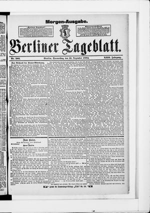 Berliner Tageblatt und Handels-Zeitung vom 11.12.1884