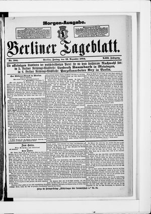 Berliner Tageblatt und Handels-Zeitung vom 12.12.1884
