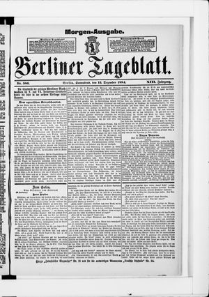 Berliner Tageblatt und Handels-Zeitung vom 13.12.1884