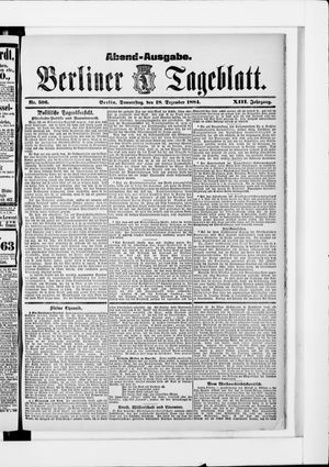 Berliner Tageblatt und Handels-Zeitung vom 18.12.1884