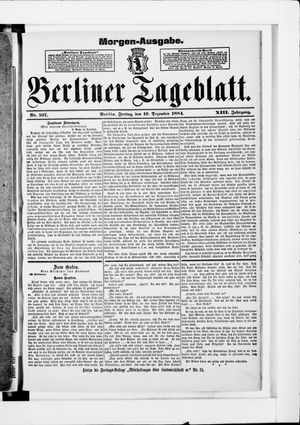 Berliner Tageblatt und Handels-Zeitung vom 19.12.1884