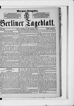 Berliner Tageblatt und Handels-Zeitung vom 23.12.1884