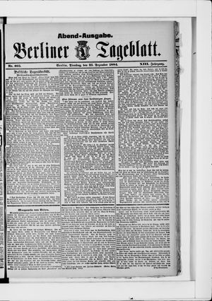 Berliner Tageblatt und Handels-Zeitung vom 23.12.1884