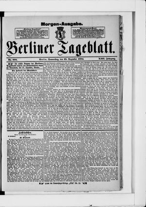 Berliner Tageblatt und Handels-Zeitung vom 25.12.1884