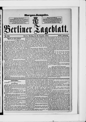 Berliner Tageblatt und Handels-Zeitung on Dec 30, 1884