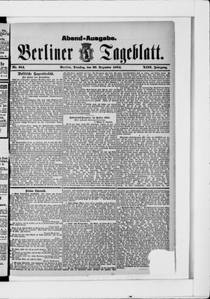 Berliner Tageblatt und Handels-Zeitung vom 30.12.1884