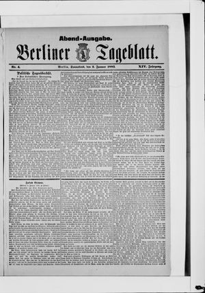 Berliner Tageblatt und Handels-Zeitung vom 03.01.1885