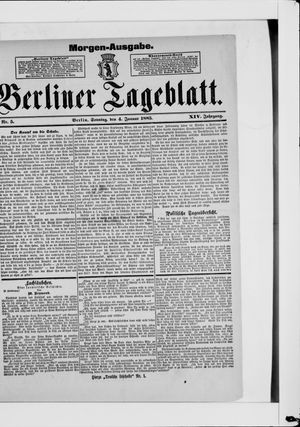 Berliner Tageblatt und Handels-Zeitung on Jan 4, 1885