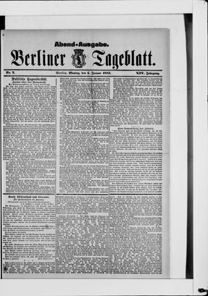 Berliner Tageblatt und Handels-Zeitung vom 05.01.1885