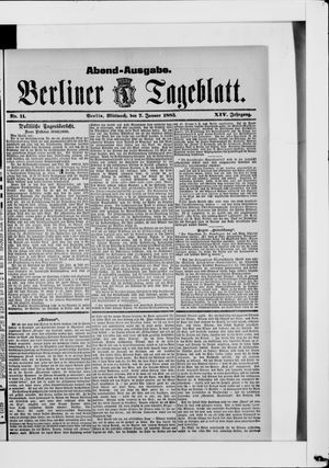 Berliner Tageblatt und Handels-Zeitung vom 07.01.1885
