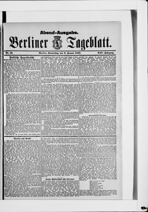 Berliner Tageblatt und Handels-Zeitung vom 08.01.1885