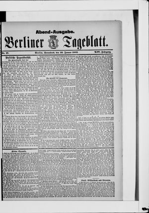 Berliner Tageblatt und Handels-Zeitung vom 10.01.1885