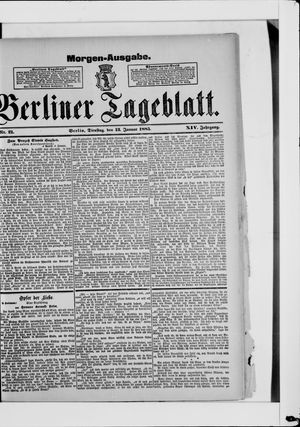 Berliner Tageblatt und Handels-Zeitung vom 13.01.1885