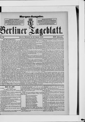 Berliner Tageblatt und Handels-Zeitung vom 14.01.1885