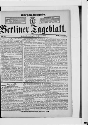 Berliner Tageblatt und Handels-Zeitung vom 15.01.1885