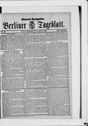 Berliner Tageblatt und Handels-Zeitung vom 17.01.1885
